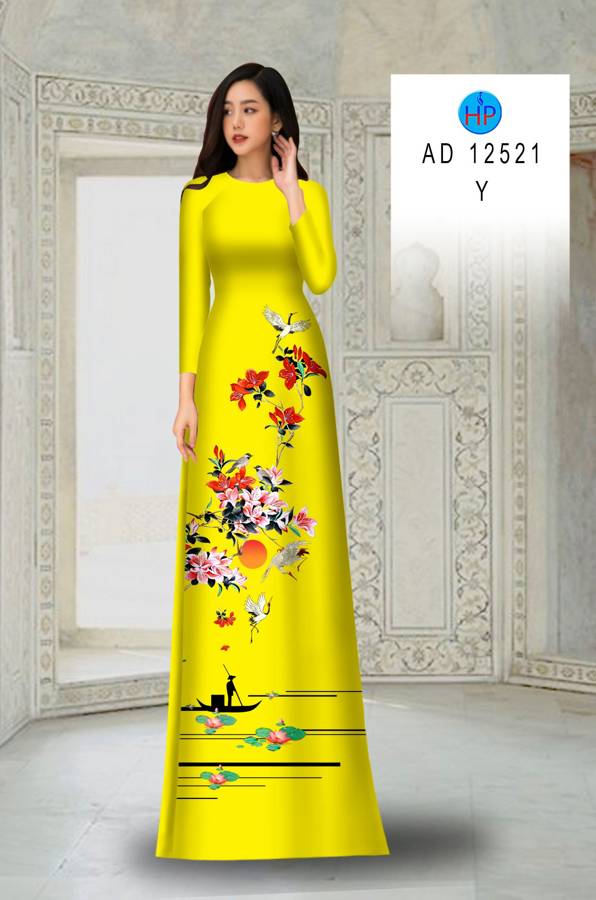 Vải Áo Dài Hoa In 3D AD 12521 32